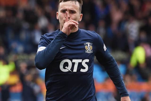 Liam Miller celebrates his goal for Kilmarnock