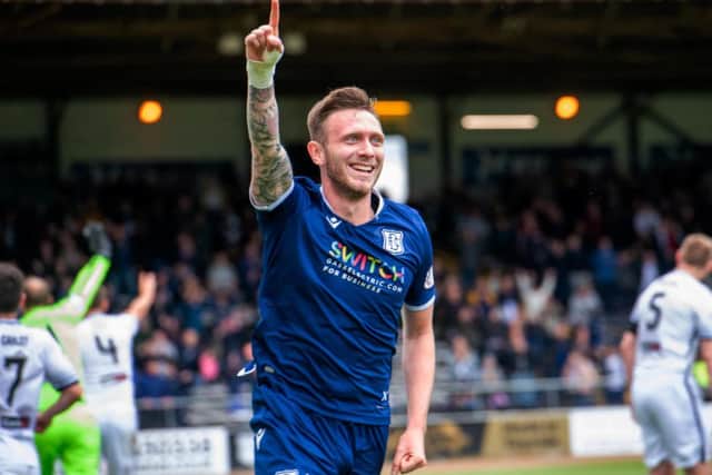 Dundee's Jordan McGhee celebrates his goal. Picture: Ian Georgeson/SNS Group)