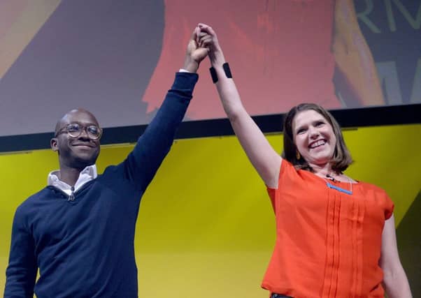Sam Gyimah with Jo Swinson last night. Picture: Finnbarr Webster/Getty