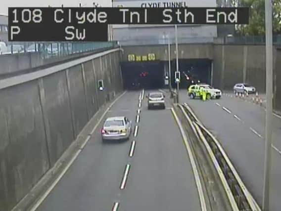 A man has been rushed to hospital after falling from a bridge near a busy tunnel in Glasgow. Picture: Traffic Scotland