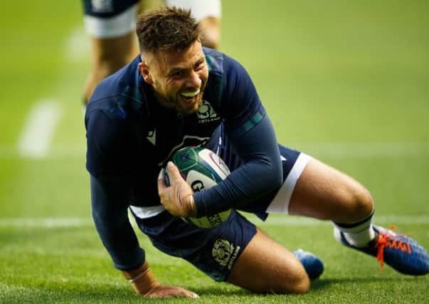 Ali Price scores for Scotland in a World Cup warm-up match against Georgia at Murrayfield. Picture: Robert Perry/Getty
