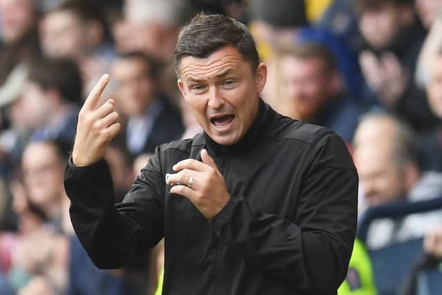 Hibs manager Paul Heckingbottom gestures to his players during the defeat at Kilmarnock. Picture: Craig Foy/SNS