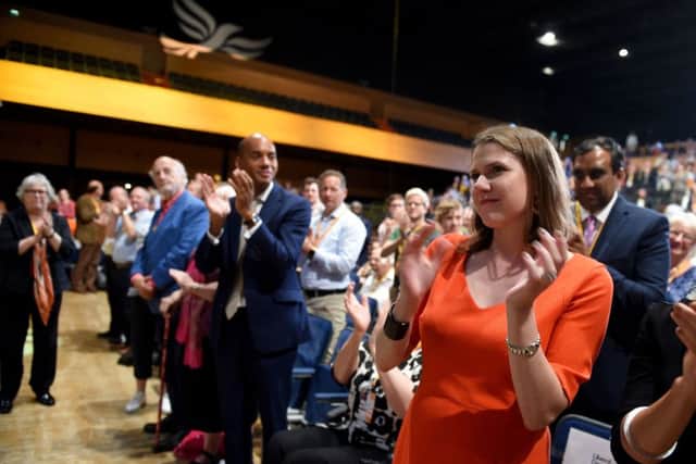 Leader of the Liberal Democrats, Jo Swinson at the Liberal Democrat Conference at the Bournemouth International Centre  (Photo by Finnbarr Webster/Getty Images)