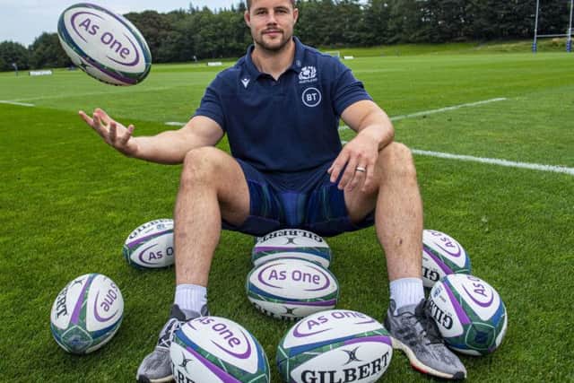 Scotland loosehead prop Allan Dell and his team-mates have been training with shampoo-soaked rugby balls to prepare for wet and sticky conditions in Yokohama. Picture: SNS/SRU