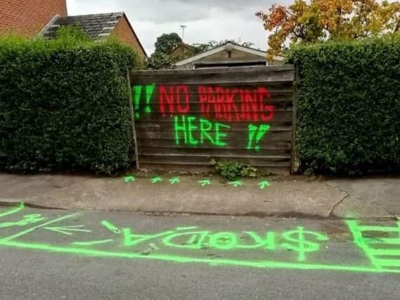 An opportunist motorist has angered neighbours with a garish spray paint. Picture: SWNS