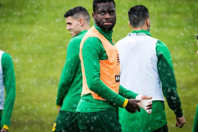Odsonne Edouard, taking part in training at Lennoxtown, isn't fazed by reports linking him with a big-money move to Napoli