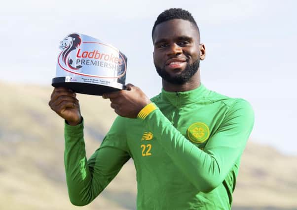 Celtic striker Odsonne Edouard with his Ladbrokes Premiership Player of the Month award for August. Picture: Craig Foy/SNS