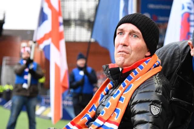 Fernando Ricksen is applauded by the crowd ahead of a Rangers home game with Hamilton in November 2017