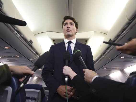 Justin Trudeau makes a statement with regards to his 'brownface' photo coming to light. Picture: Sean Kilpatrick/The Canadian Press via AP