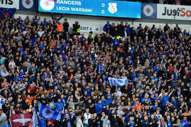 A general view of Rangers fans during the Europa League play-off round clash with Legia Warsaw