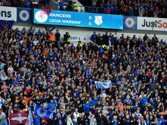 A general view of Rangers fans during the Europa League play-off round clash with Legia Warsaw