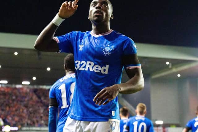 Rangers attacker Sheyi Ojo celebrates his goal.
