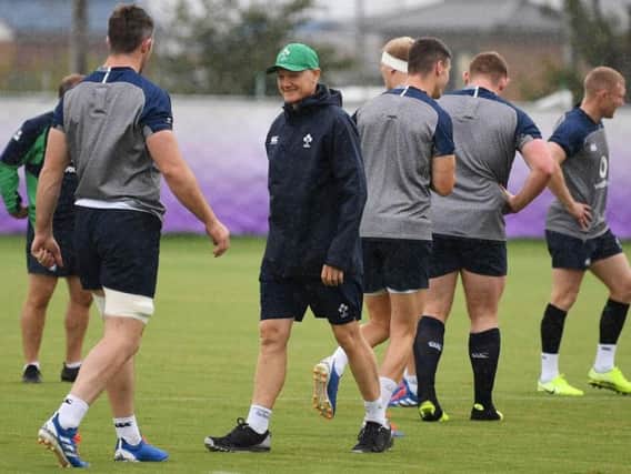 Joe Schmidt pictured during an Ireland training session ahead of the Rugby World Cup opener with Scotland in Yokohama