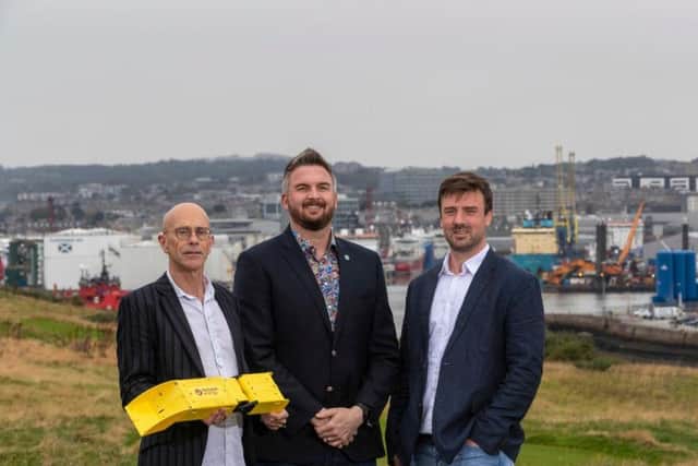 From left: Chris Retzler (Mocean), David Millar (TechX) and Cameron McNatt (Mocean). Picture: Newsline Media.