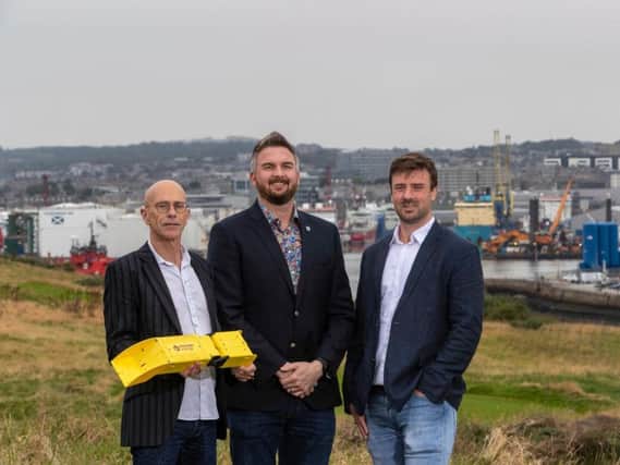 From left: Chris Retzler (Mocean), David Millar (TechX) and Cameron McNatt (Mocean). Picture: Newsline Media.