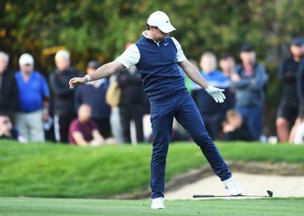 Rory McIlroy reacts on the 18th during day 2 of the BMW PGA at Wentworth. Picture: Harry Trump/Getty Images