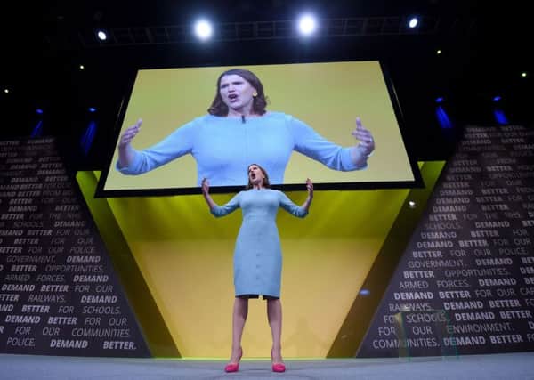 Liberal Democrat leader 
Jo Swinson delivers her first keynote speech at the Liberal Democrat Party Conference in Bournemouth last week. Picture: Finnbarr Webster/Getty
