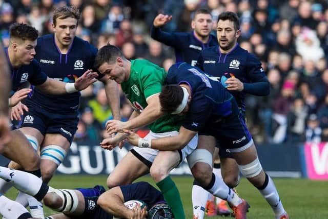 Scotland didn't hold back in targeting Ireland star Johnny Sexton in this year's Six Nations. Picture: SRU/SNS