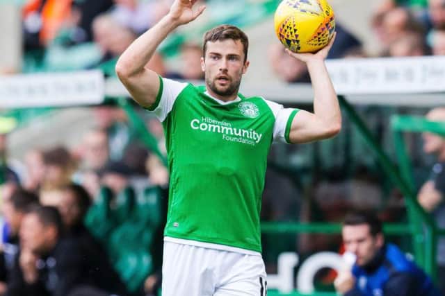 Lewis Stevenson in action for Hibs.