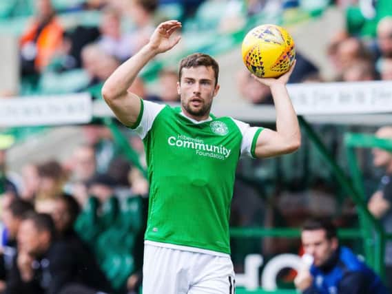 Lewis Stevenson in action for Hibs.