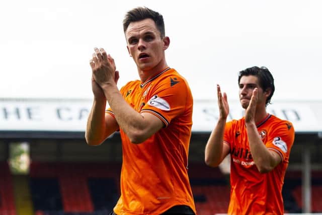 Lawrence Shankland's late double secured the points for Dundee United. Picture: SNS.