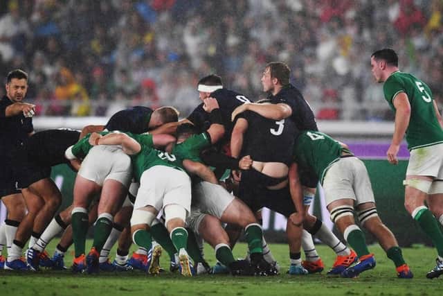 Action from Scotland's World Cup opener against Ireland