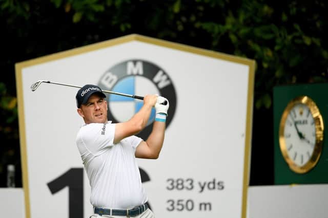 Richie Ramsay tees off the 16th hole during the BMW PGA Championship at Wentworth. Picture: Getty Images
