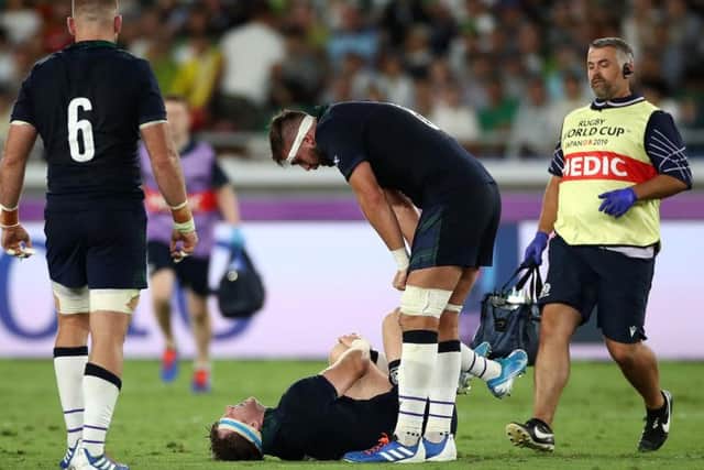 Hamish Watson's World Cup is over after he suffered a knee injury against Ireland in Yokohama. Picture: Getty Images