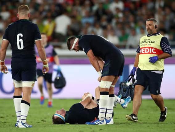 Hamish Watson's World Cup is over after he suffered a knee injury against Ireland in Yokohama. Picture: Getty Images