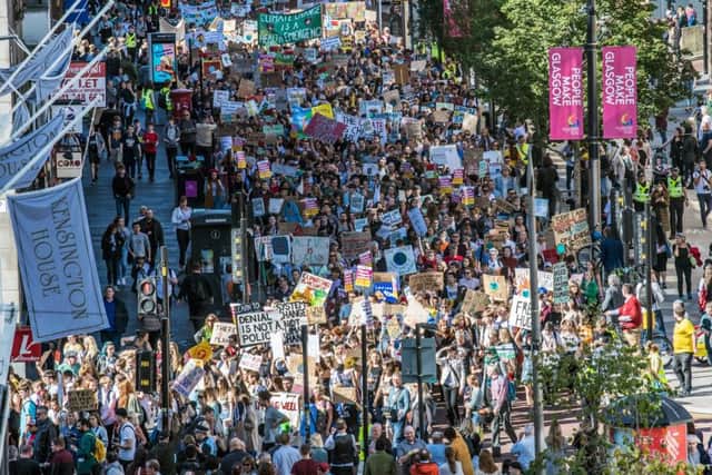 Protesters march from Kelvingrove Park to George Square in Glasgow last month Picture: John Devlin