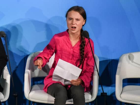 The teenager, who travelled to the US by yacht to avoid flying, said she should not be up on stage, but should be in school on the other side of the ocean. Picture: Getty Images