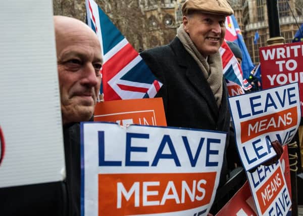 Pro-Brexit protesters demonstrate outsde the Houses of Parliament. Picture: Getty