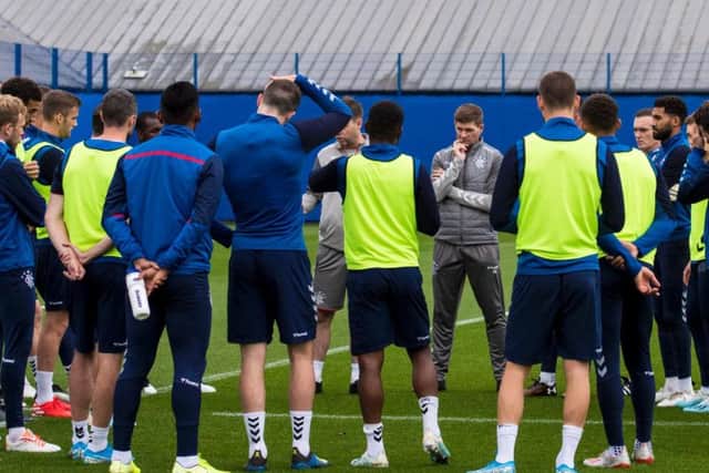 The Rangers players are put through their paces at the Hummel Training Centre ahead of the Betfred Cup clash with Livingston