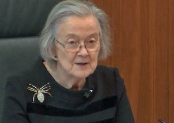 Lady Hales spider brooch became an immediate icon, spawning at least two Twitter accounts and a glut of T-shirts. Picture: Supreme Court/PA Wire