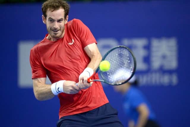 Andy Murray plays a backhand during his win over Tennys Sandgren at the Zhuhai Championships. Picture: Joe Giddens/PA Wire