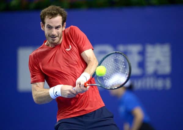 Andy Murray plays a backhand during his win over Tennys Sandgren at the Zhuhai Championships. Picture: Joe Giddens/PA Wire