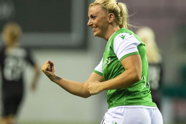 Siobhan Hunter opened the scoring for Hibs against Slavia Prague in the first leg. Picture: Ross MacDonald/SNS