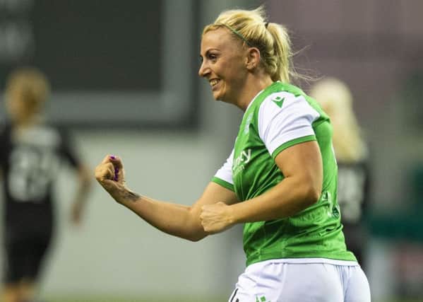 Siobhan Hunter opened the scoring for Hibs against Slavia Prague in the first leg. Picture: Ross MacDonald/SNS
