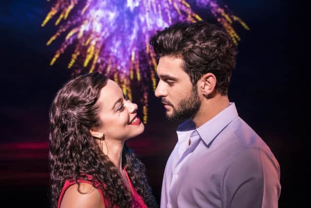 Philippa Stefani as Gloria Estefan and George Ioannides as Emilio in Get On Your Feet!