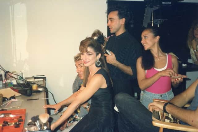 In the dressing room with the Miami Sound Machine in the 1980s
