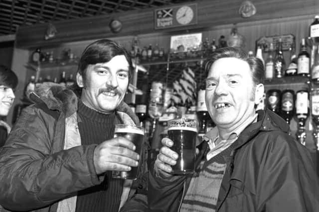 The Cavern Bar in Bernard Street Leith was the first pub licensed to open at 8 am in April 1981. By 8.05, Customers Doug Affleck and Tom Henderson had their first pint of beer in their hands.