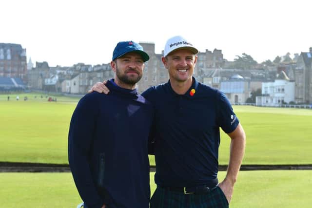 Justin Rose and Justin Timberlake team up at the Alfred Dunhill Links Championship in St Andrews. Picture: Mark Runnacles/Getty Images