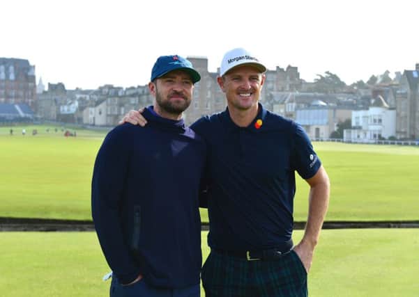 Justin Rose and Justin Timberlake team up at the Alfred Dunhill Links Championship in St Andrews. Picture: Mark Runnacles/Getty Images