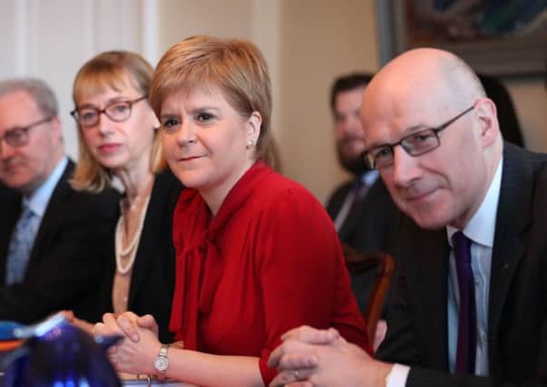 (From left) Permanent Secretary Leslie Evans, First Minister Nicola Sturgeon and Deputy First Minister John Swinney. Picture: Jane Barlow/PA Wire