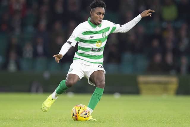 Jeremie Frimpong impressed on his Celtic debut. Picture: Jeff Holmes/PA