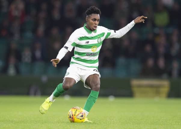 Jeremie Frimpong impressed on his Celtic debut. Picture: Jeff Holmes/PA