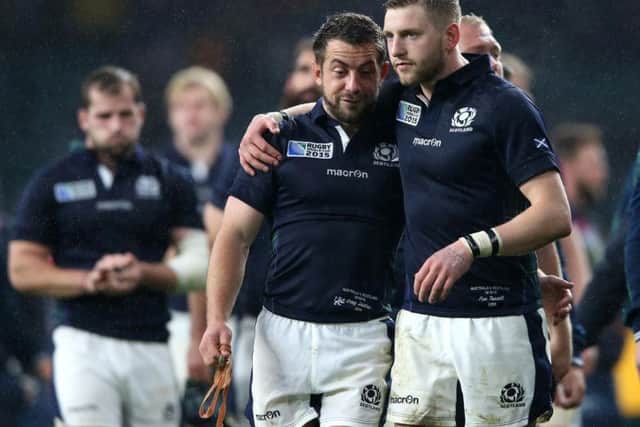 Greig Laidlaw and Finn Russell will equal Roy Laidlaw and John Rutherford's half-back partnership record of 35 Tests when they start together on Monday. Getty Images