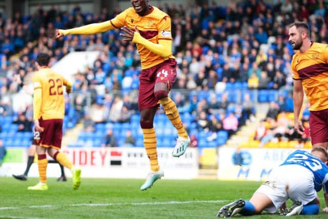 Devante Cole celebrates his goal.