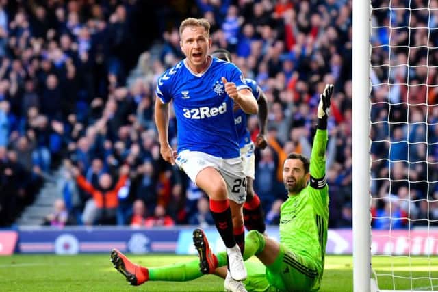 Greg Stewart celebrates after scoring against his former club.