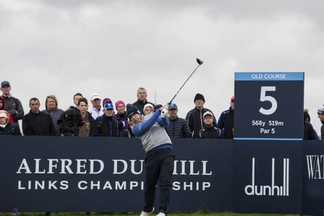 Richie Ramsay tees off at the fifth on his way to tenth place. Picture: SNS.